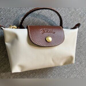 NWT Paper White Longchamp Original Mini Handbag Canvas Crossbody Makeup XS